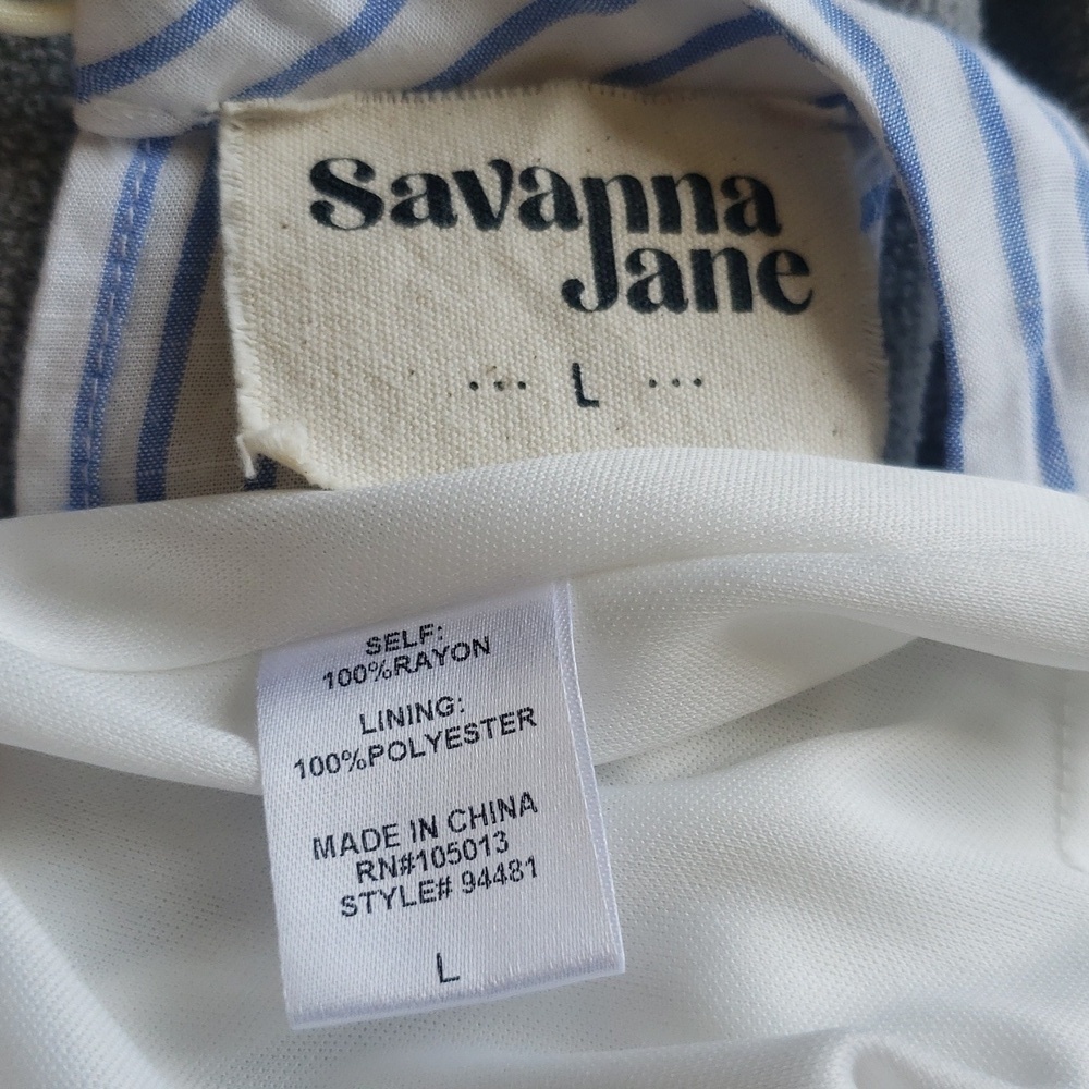 Savanna Jane Floral Embroidered Striped Sleeveless Dress Size L - Picture 7 of 7